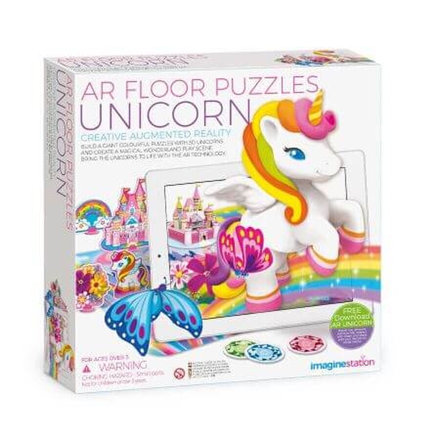 AR Puzzle da pavimento in realtà aumentata, Unicorni, 4M