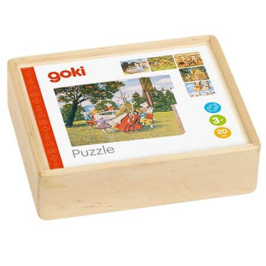 Puzzle din cuburi de lemn, +3 ani, Povestile Copilariei, Goki