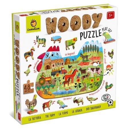 Puzzle de madera Granja, 5 años+, Ludattica