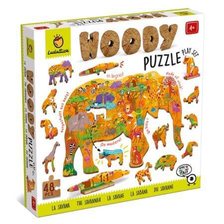 Puzzle en bois, +4 ans, Savana, Ludattica