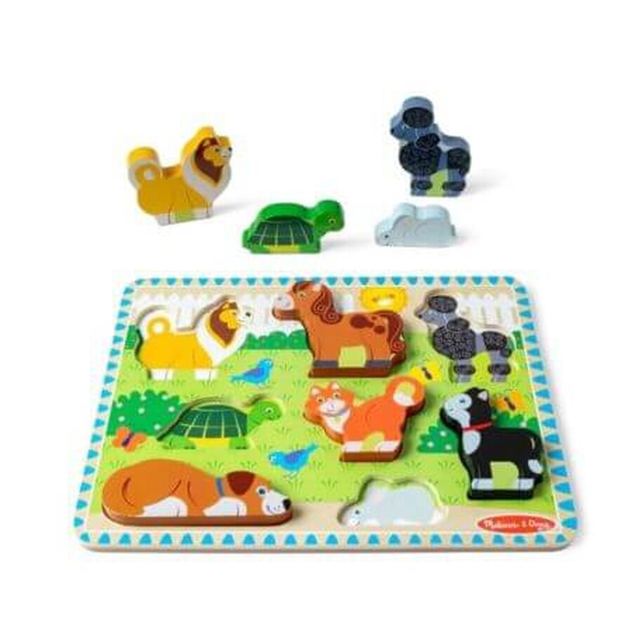 Puzzle in relief Animale de Companie, 2 ani+, 8 piese, Melissa&Doug