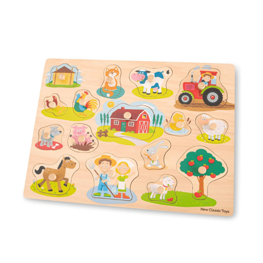 Puzzle en bois Ferme 17 pièces, + 2 ans, Nouveaux jouets classiques