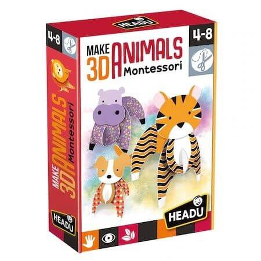 Puzzle Montessori - Animales 3D, +4 años, Headu