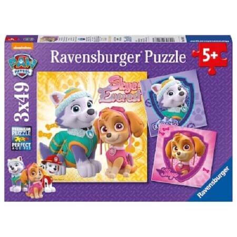 Puzzle Puppy Patrol, 3x49 piezas, +5 años, Ravensburger