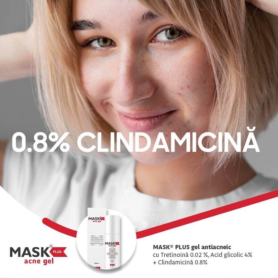 Gel para el tratamiento del acné inflamatorio - Mask Plus, 30 ml, Grupo Solartium