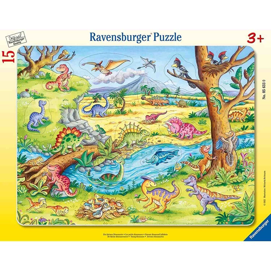 Cadre puzzle Dinosaures, +3 ans, 15 pièces, Ravensburger