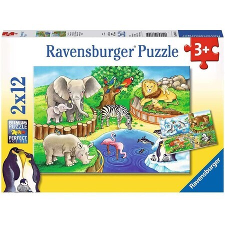 Puzzle Zoo, +3 años, 2x12 piezas, Ravensburger