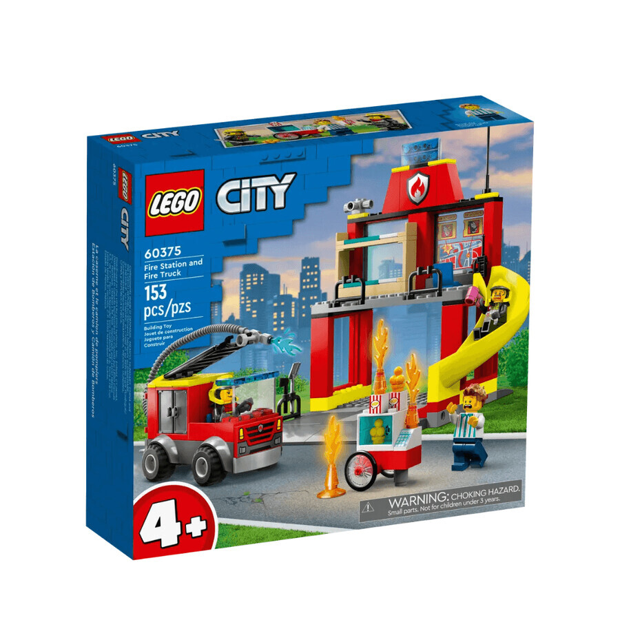 Coche de bomberos y remolque Lego City, 4 años+, 60375, Lego