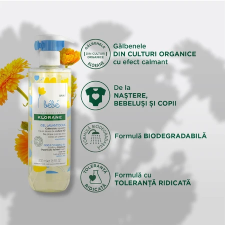 Confezione gel schiumogeno delicato per bambini, corpo e capelli, 500 ml + 500 ml, Klorane Bebe