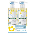 Klorane Bebé Gel espumoso suave para el cuerpo y el cabello, 500 ml + 500 ml