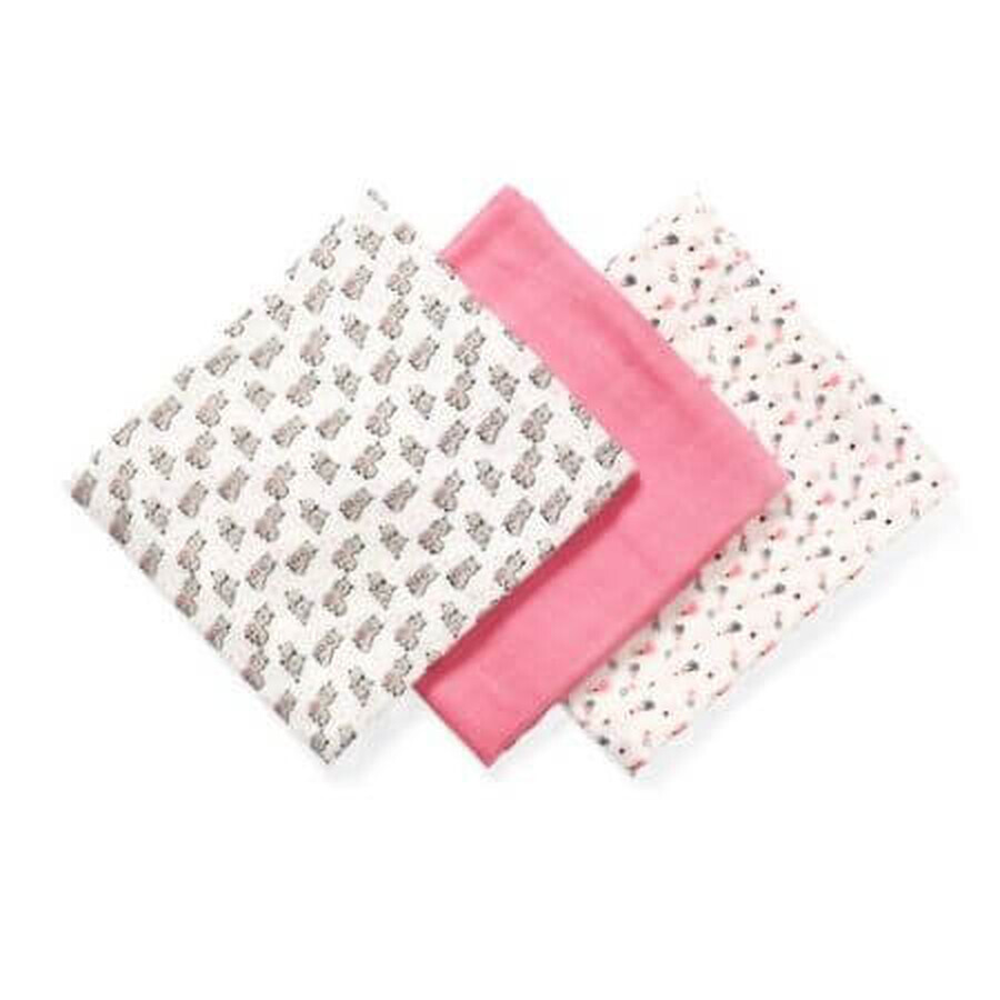 Set di 3 pannolini per bambini in tessuto, rosa bambù, Babyono