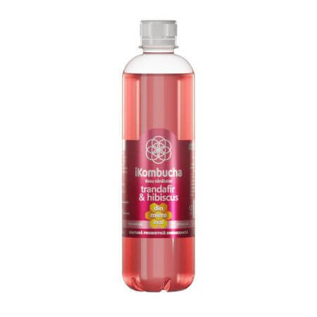 Bautura fermentata cu trandafir si hibiscus, 500ml, iKombucha