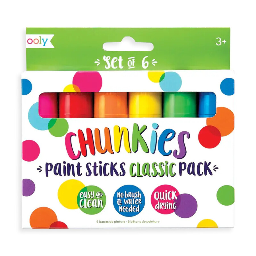 Crayons à tempéra solide Chunkies, 3 ans+, 6 pièces, Ooly