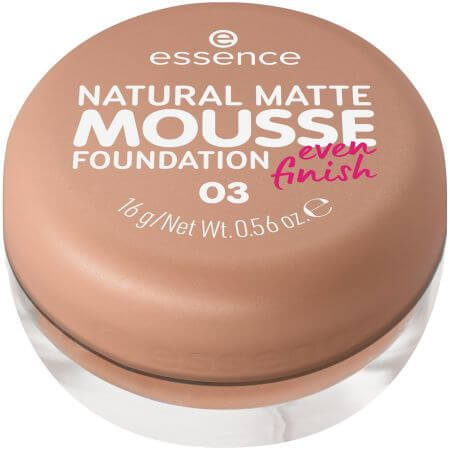 Fond de ten mat Natural Matte Mousse Foundation, 03, 16 g, Essence