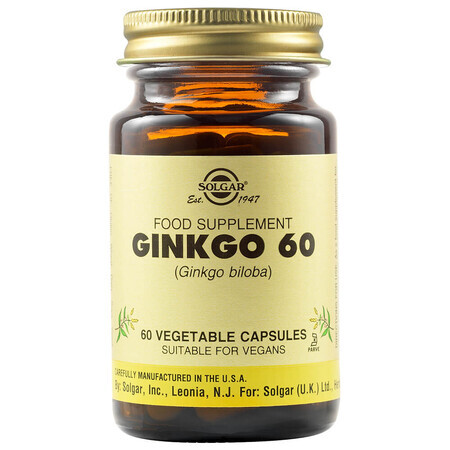 Ginkgo Biloba 60, 60 cápsulas, Solgar