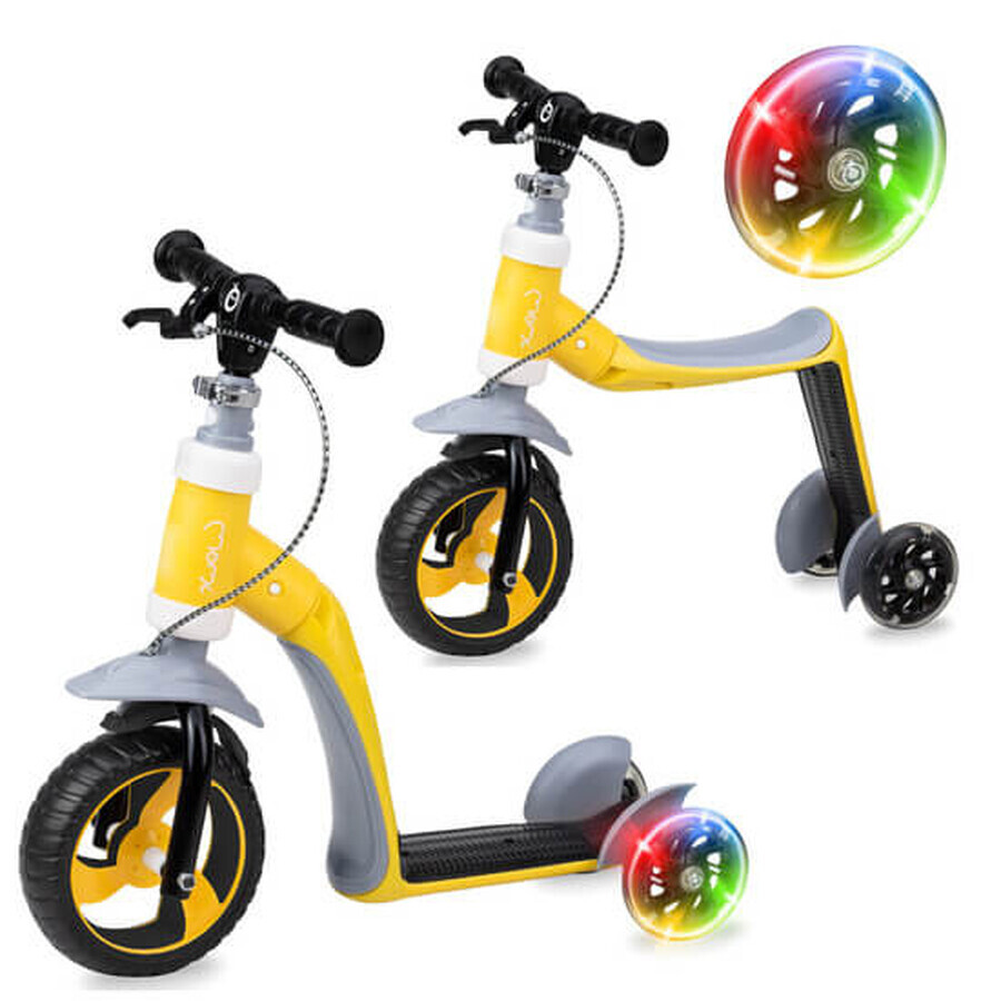 Elios 2 in 1 convertible scooter without pedals, Yellow, MoMi