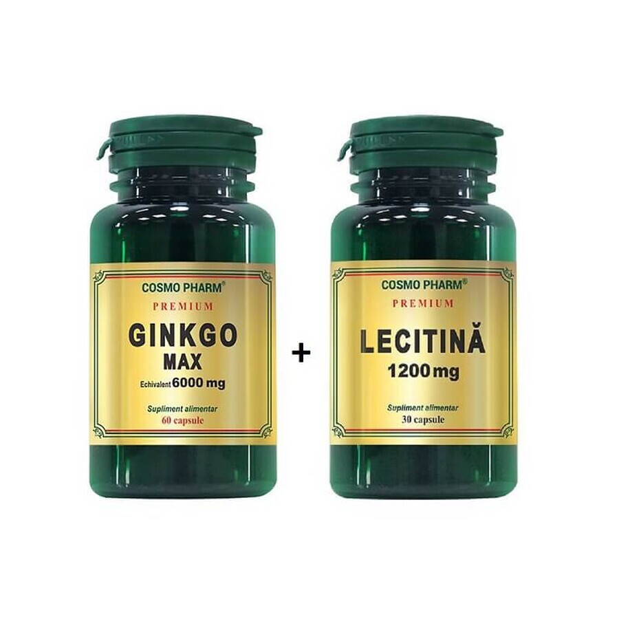 Ginkgo Max 6000 mg, 60 capsules + Lecithine 1200 mg, 30 capsules, Cosmopharm