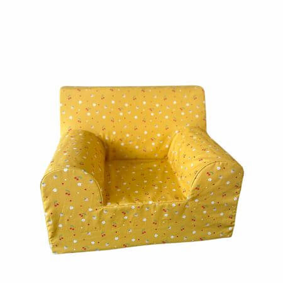 Silla de bebé de algodón, amarillo mostaza con cereza, Twindeco