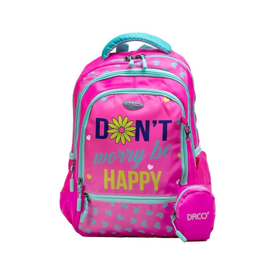 Zaino rosa Don't Worry be Happy, 38 cm, Daco