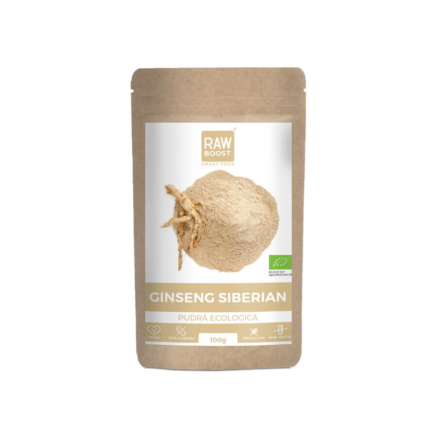 Ginseng siberiano ecológico en polvo, 100 g, Rawboost Smart Food