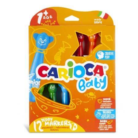 Set 12 culori Teddy Markers Baby, +1 an, Carioca