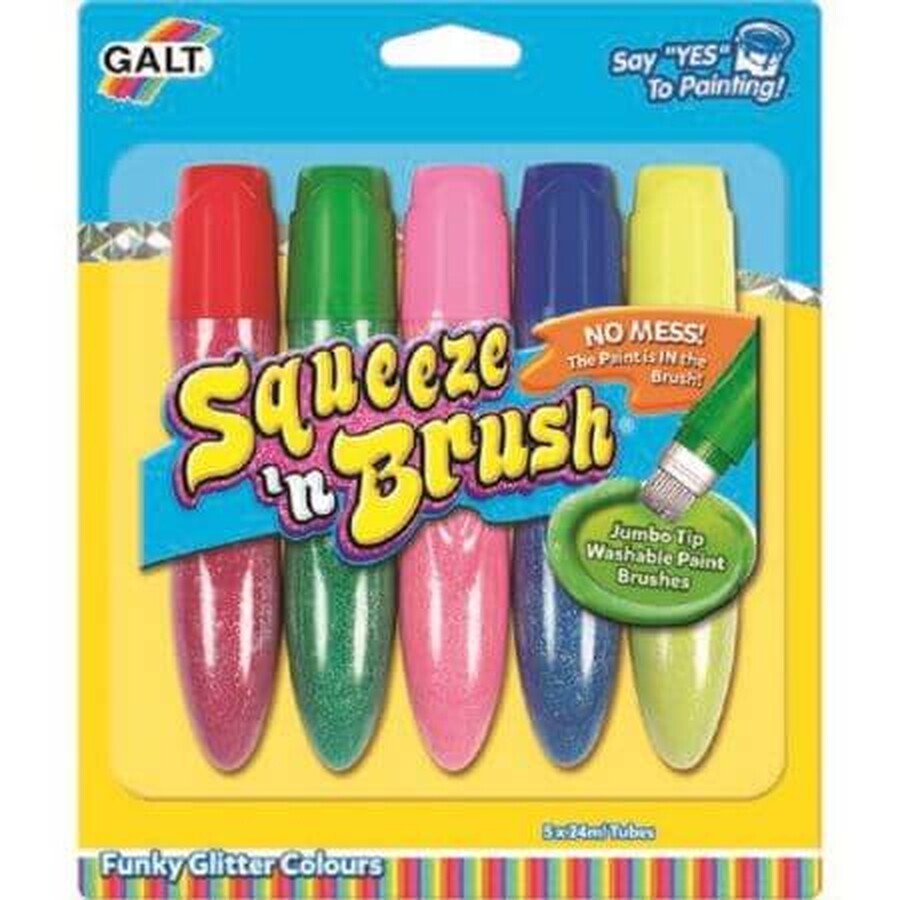 Set de 5 acuarelas de purpurina, Squeezen Brush, Galt