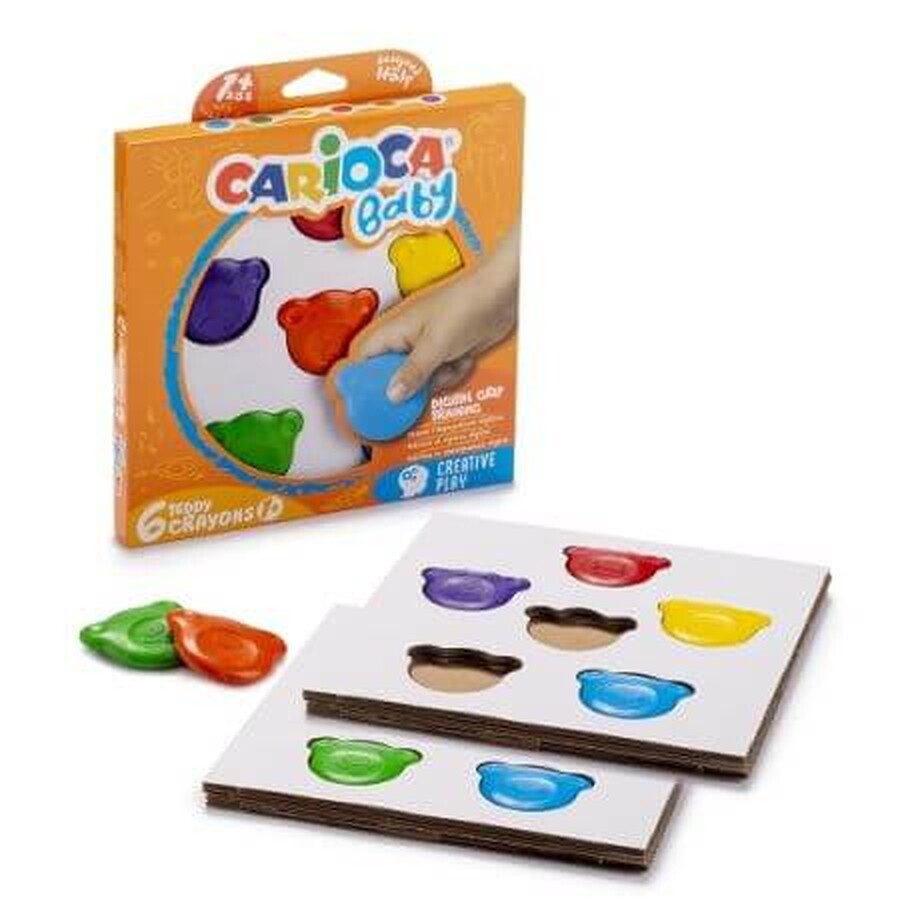 Set de 6 crayons de cire Teddy, 1 an et plus, Carioca Baby