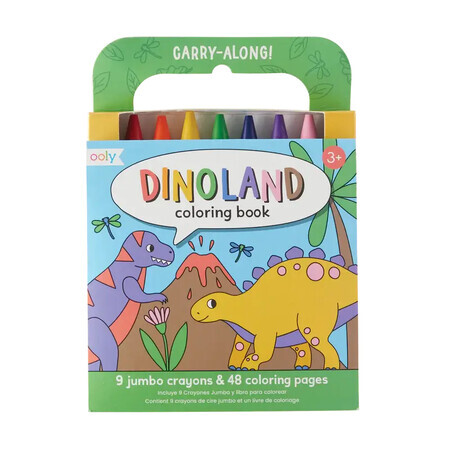 Libro para colorear y set de lápices de colores, 3 años+, Dinoland, Ooly