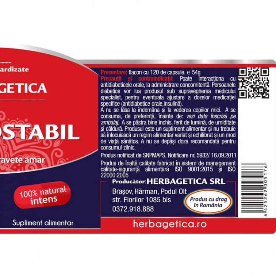 Glicemo Stabil, 120 capsule, Herbagetica