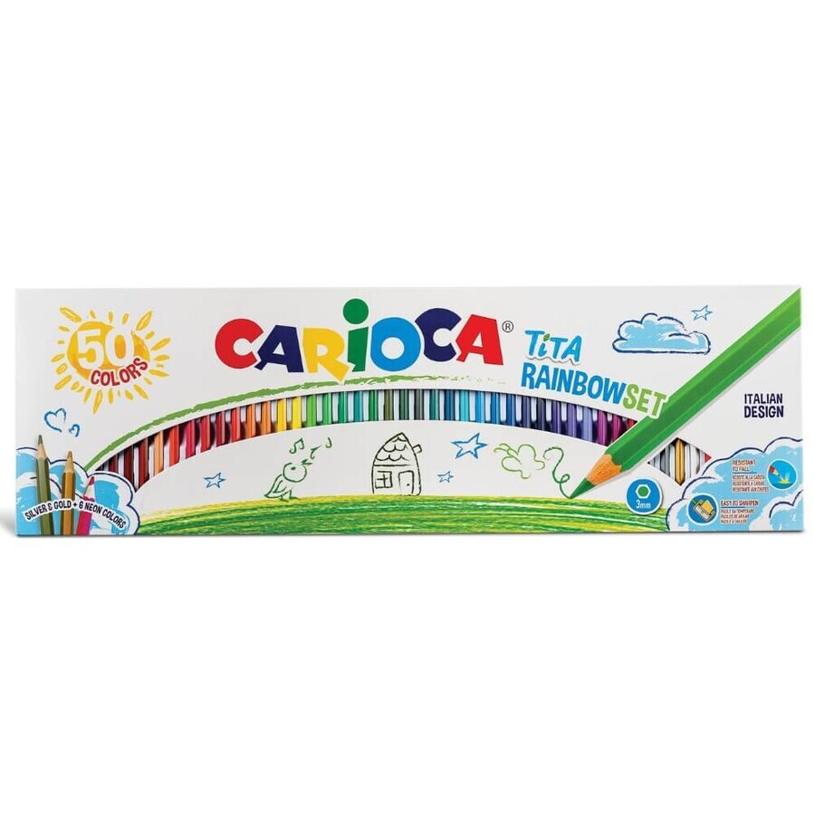 Juego de lápices de colores Tita Rainbow, 50 piezas, Carioca