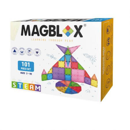 Juego de construcción magnético transparente, 3 años+, 101 piezas, Magblox