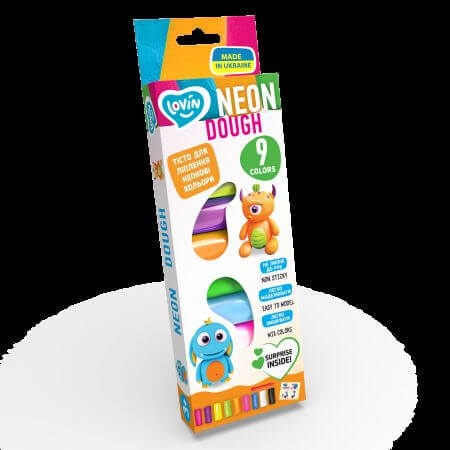 Plasticine set Lovin'Do, +3 jaar, 9 kleuren, Neon, Okto