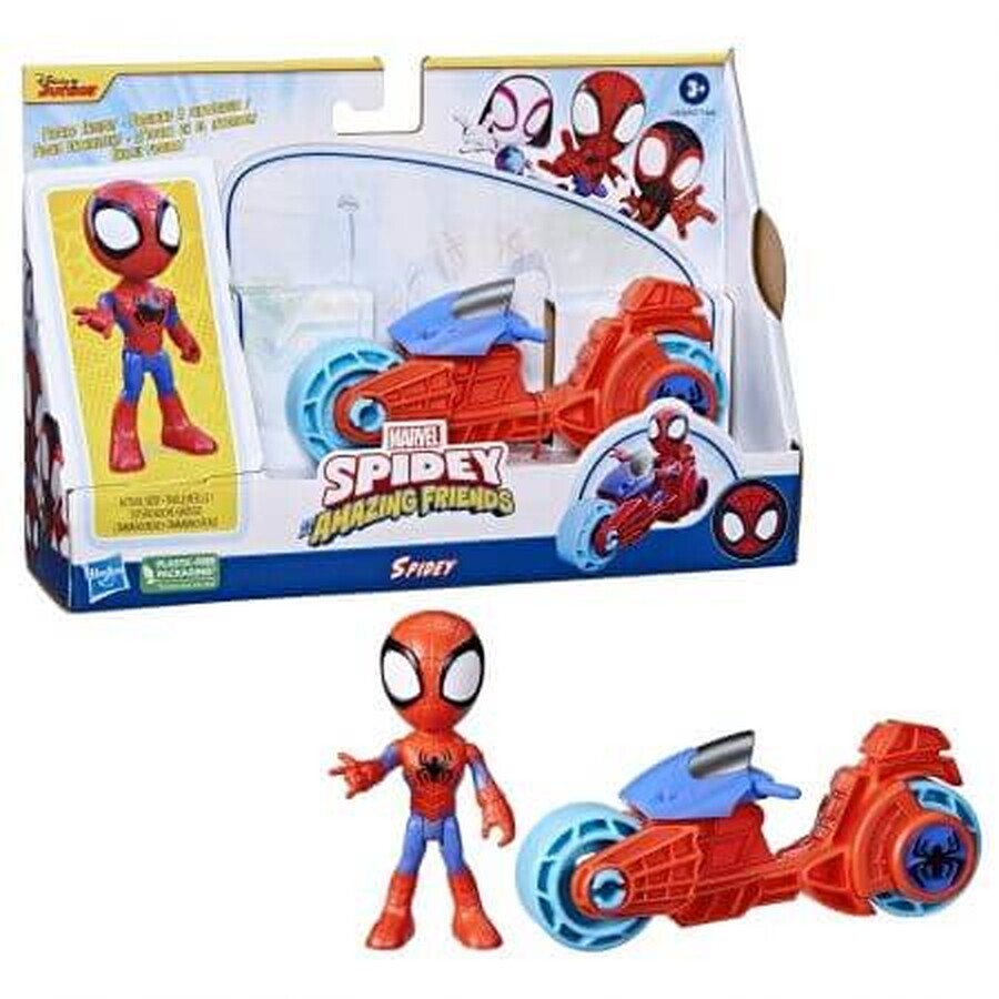 Spidey Friends Extraordinaire Motorrad und Spidey Figurenset, 10 cm, Hasbro