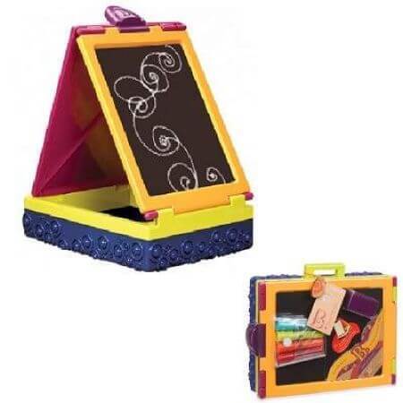 Lavagna portatile con pennarelli e gessetti, B.Toys