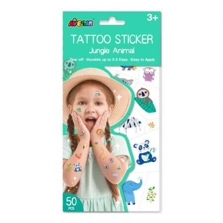 Dschungel-Tier-Tattoos für Kinder, ab 3 Jahren, Avenir