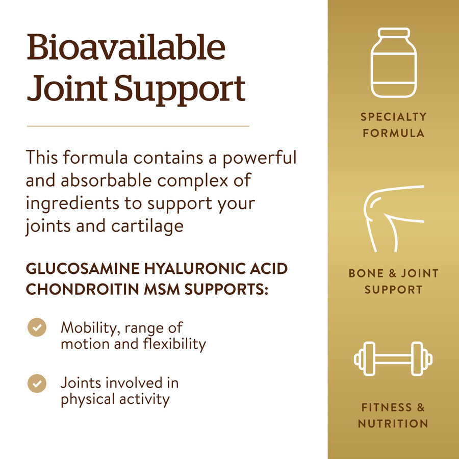 Glucosamine, hyaluronic acid, chondroitin and MSM, 60 tablets, Solgar