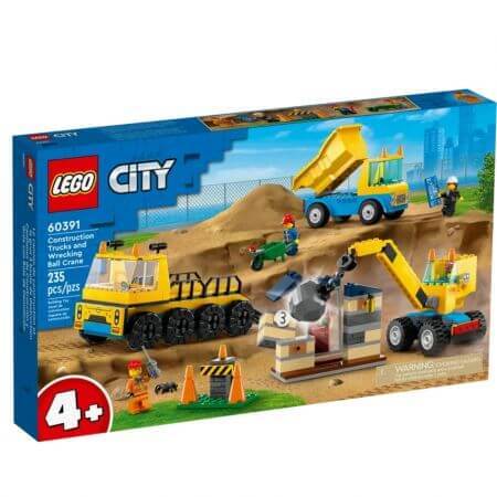 Construction trucks and ball crane for demolition, 4 years +, 60391, Lego City