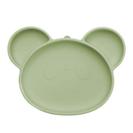 Plato de silicona con ventosa Panda, 6 meses+, Raw Green, Appekids