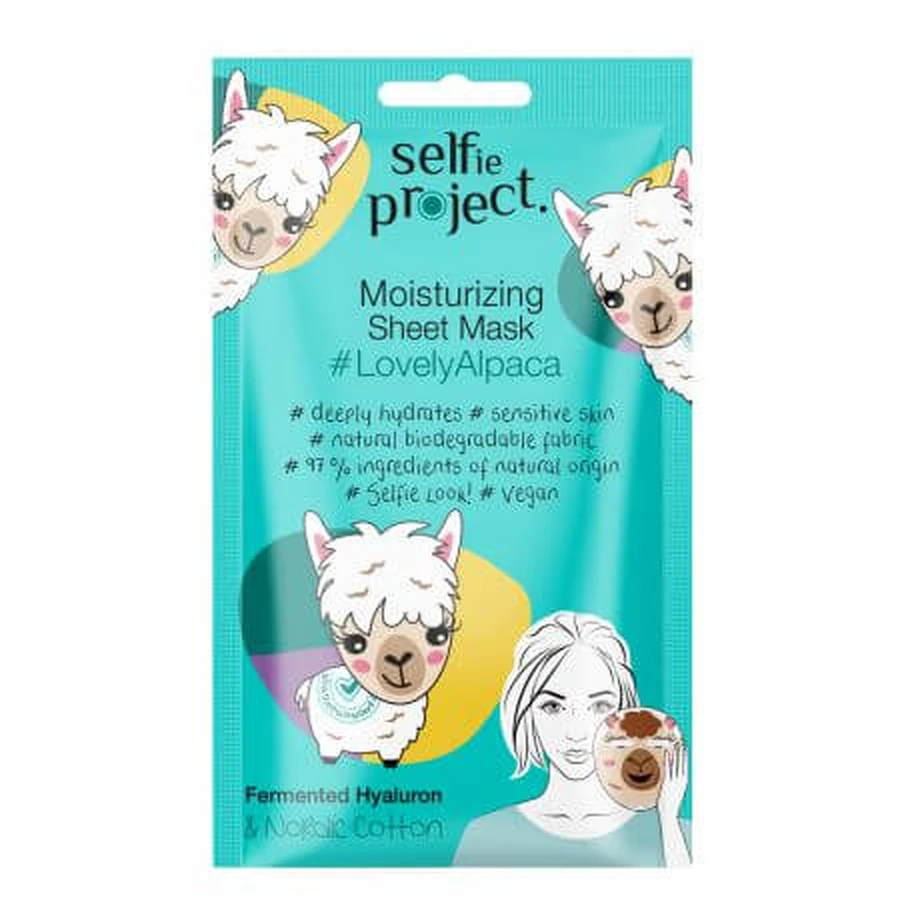 Mascarilla facial hidratante LovelyAlpaca, 15 ml, Selfie Project