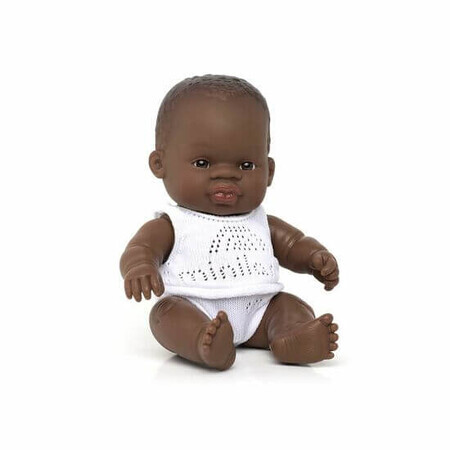 Papusa Baby African, +10 luni, 21 cm, Miniland