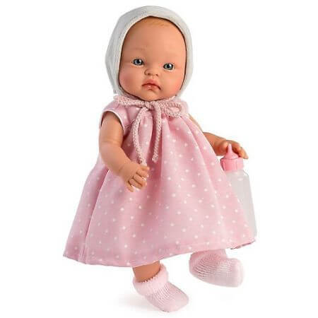 Muñeca Bebé Alex con Vestido Rosa y Biberón, +3 años, 36 cm, Asivil