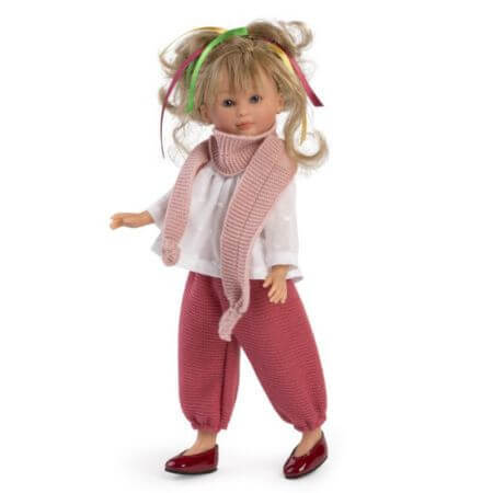 Muñeca Celia con pantalón rojo y camisa blanca, +3 años, 30 cm, Asivil