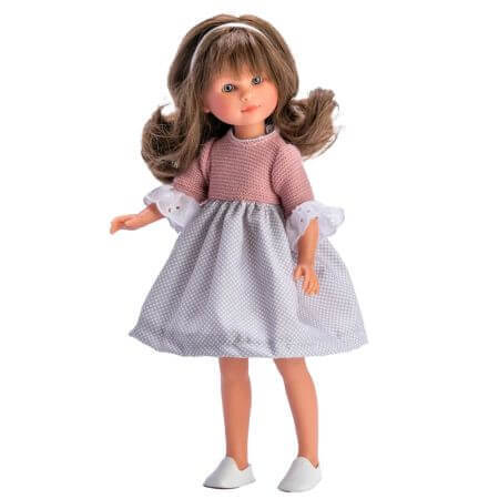 Muñeca Celia con vestido gris y rosa, +3 años, 30 cm, Asivil