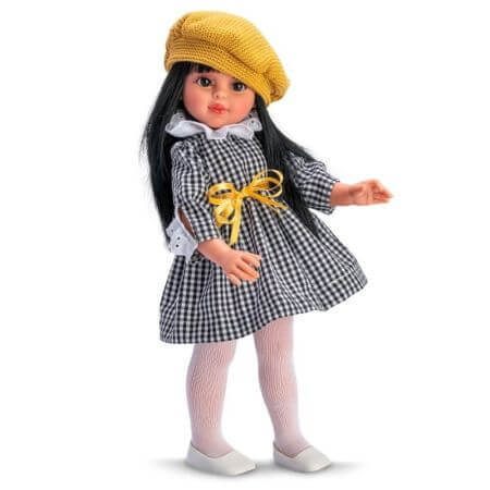 Sabrina Muñeca Marrón con Vestido y Medias Amarillas, +3 años, 40 cm, Asivil