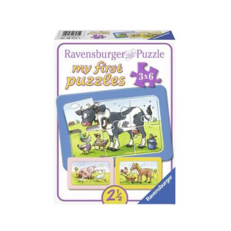 Puzzle Good Friends Animals, + 3 ans, 3 x 6 pièces, Ravensburger