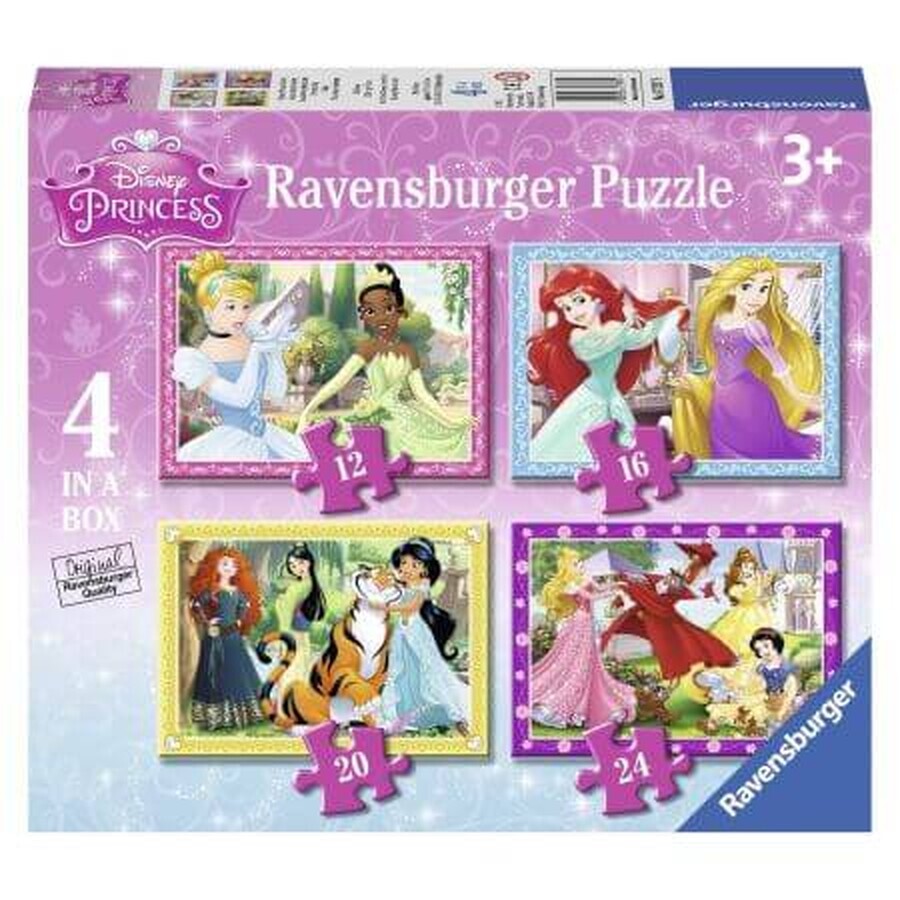 Puzzle Princesas Disney, + 4 años, 4 puzzles, Ravensburger