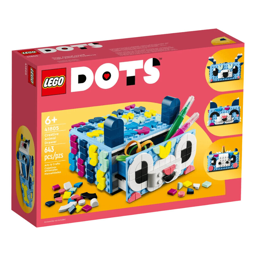 Cajón creativo con animales, +6 años, 41805, Lego Dots