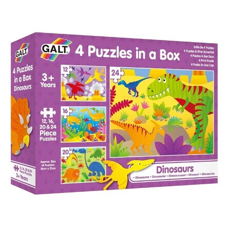 Set van 4 puzzels Dinosaurussen, + 3 jaar, Galt