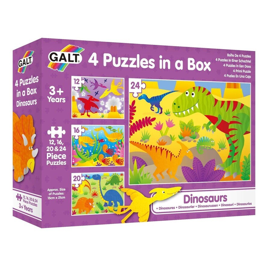 Set de 4 puzzles Dinosaures, + 3 ans, Galt