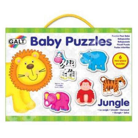 Juego de 6 puzzles para bebés Animales de la jungla, 2 piezas, Galt